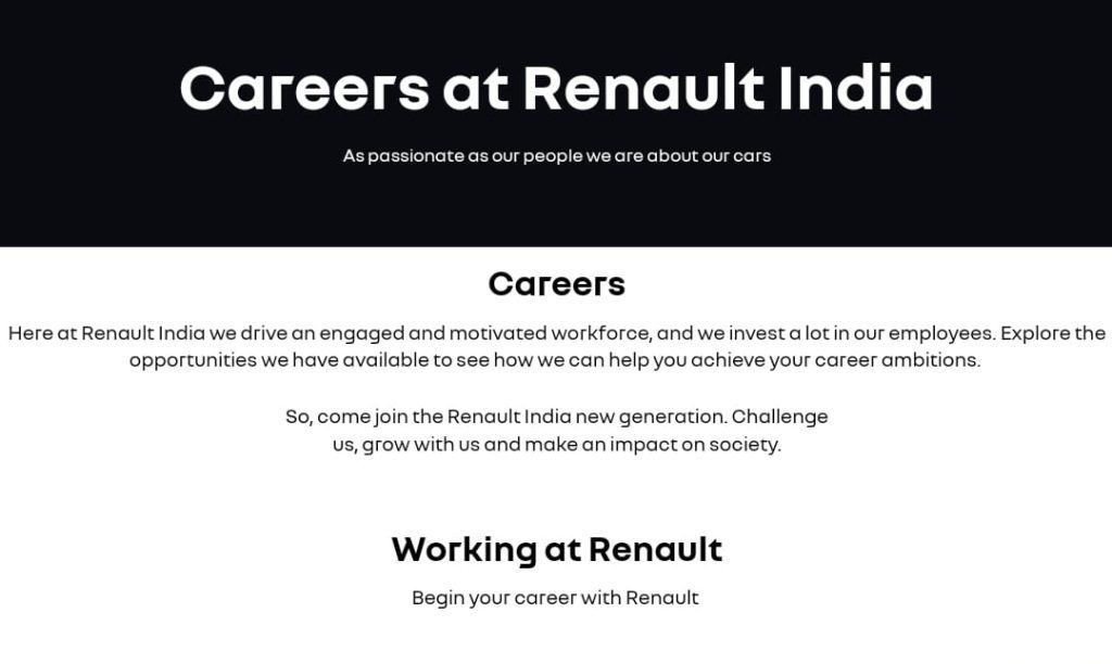 Renault Jobs in Chennai / Renault Careers In India