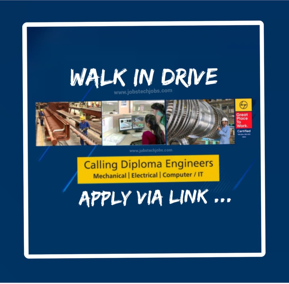 Walk in Drive from L&T Energy / Diploma Engineer Trainee Jobs