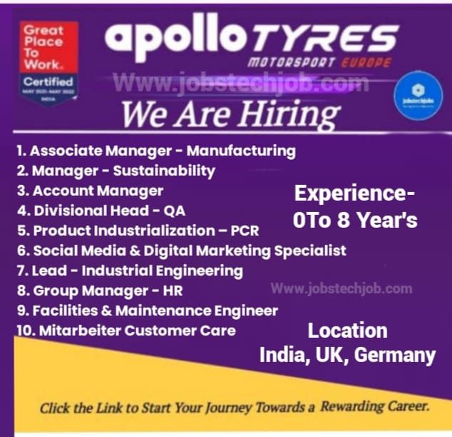 Apollo Tyres Ltd: Career in a Leading Global Tyre