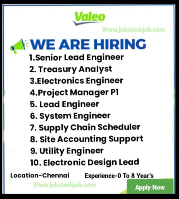 Valeo Job Opening 2024 Online Form for Various Post: