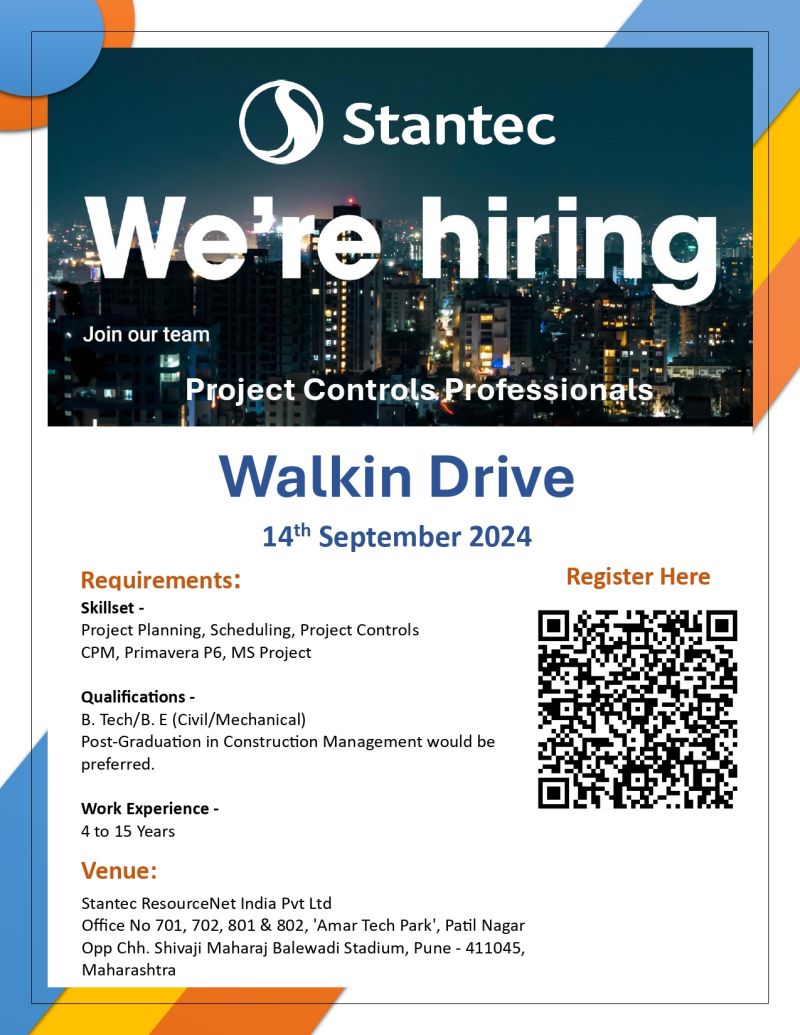 Stantec Walk-In Drive for Project Controls Professionals - 14th September 2024 | Pune Jobs"