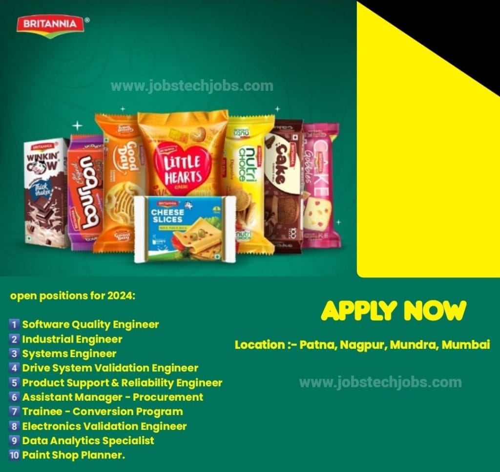 Amazing New 10 Britannia Job Vacancies in India