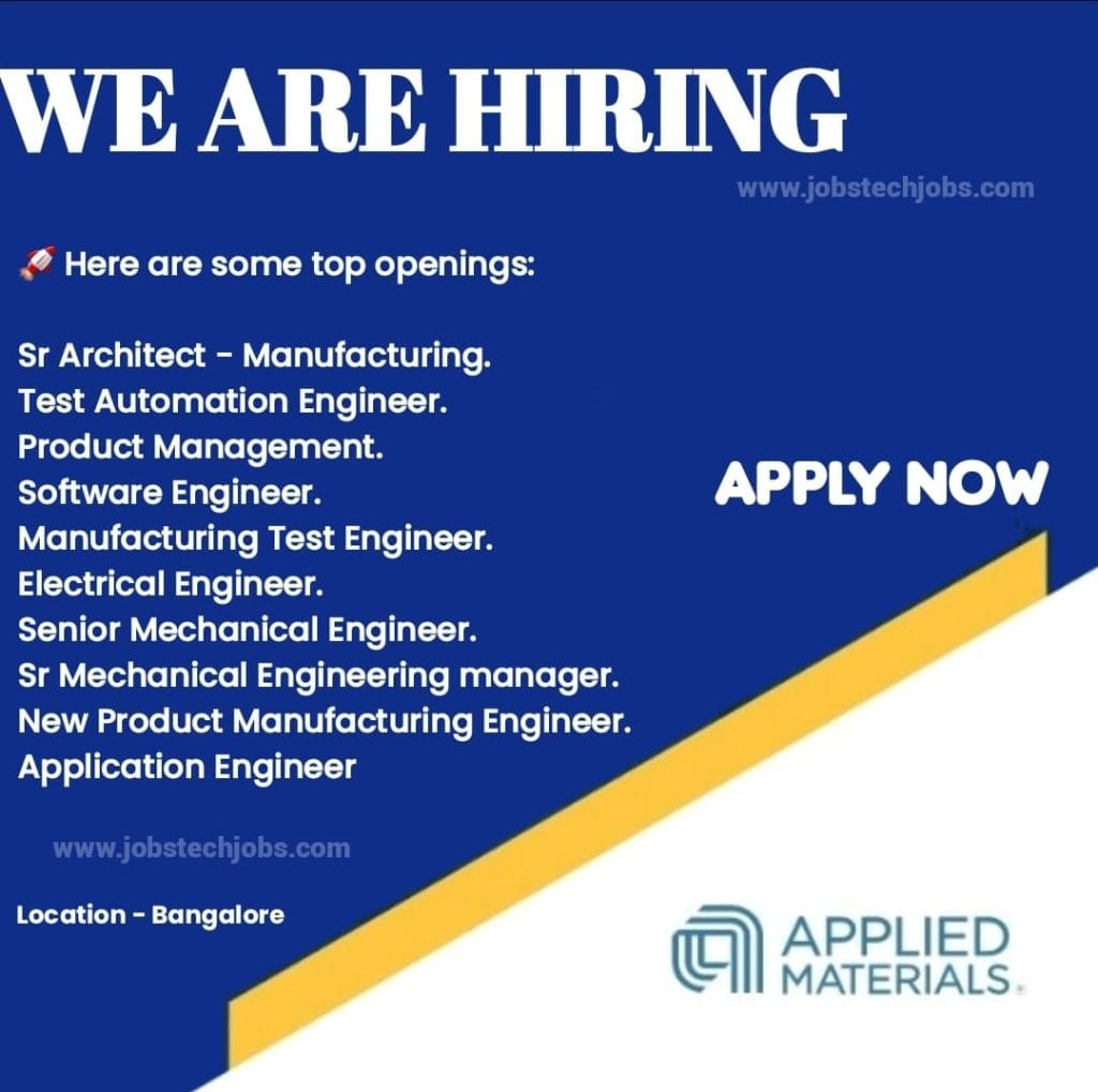 Top 10 New Jobs at applied materials in Bangalore