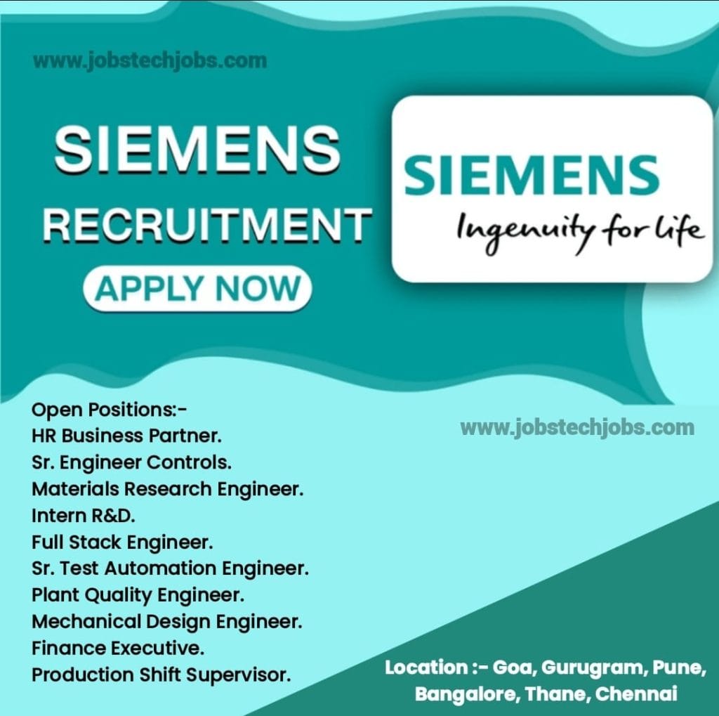 Top 10 New Jobs Opportunity at siemens in India