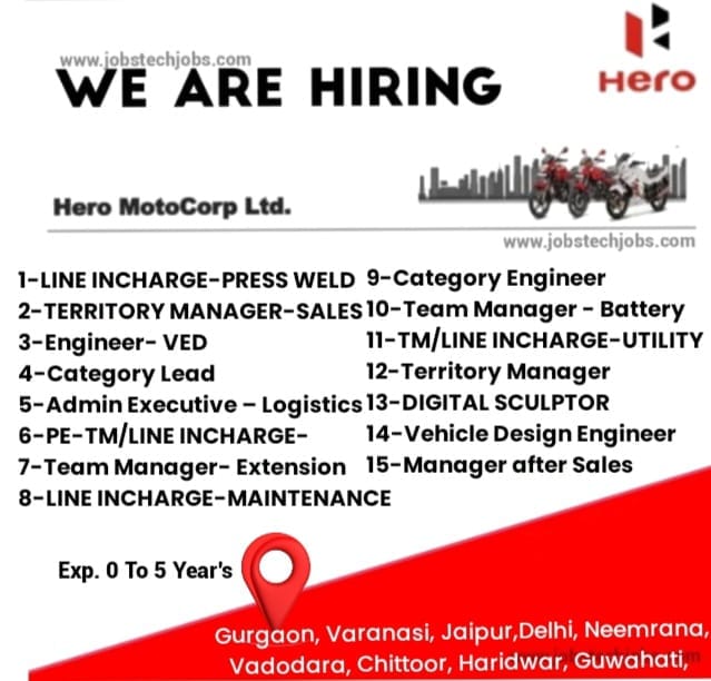 Hero Motocorp Job Opportunity 2024