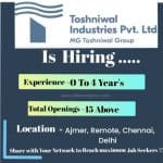 Toshniwal Industries Latest Top 15 Jobs 2024-25