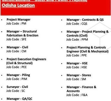 Essar Projects Latest Job Opportunities – Odisha