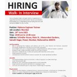 walk in interview from Schindler for Trainee