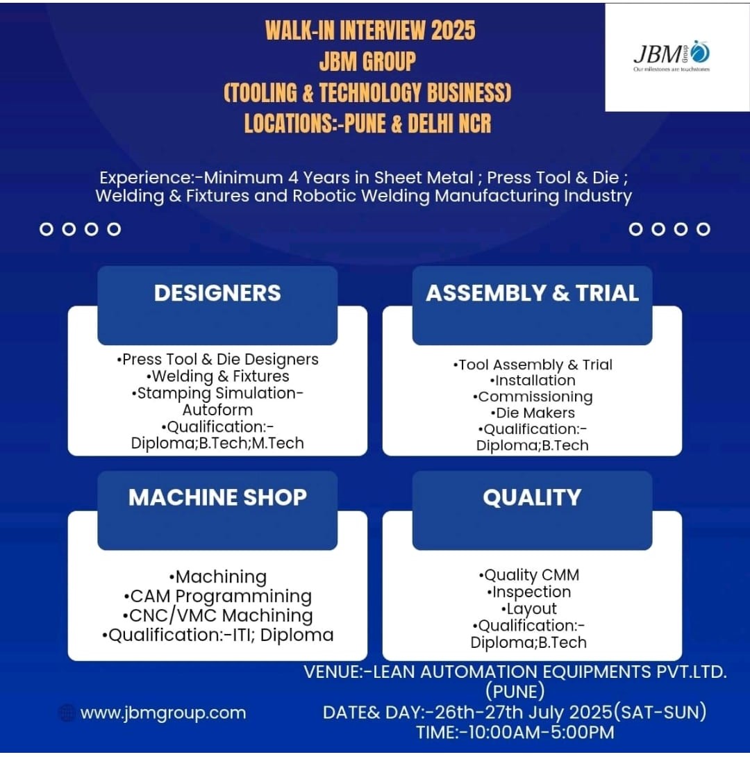 JBM Group Walk-in Interview Jobs in Pune 2025