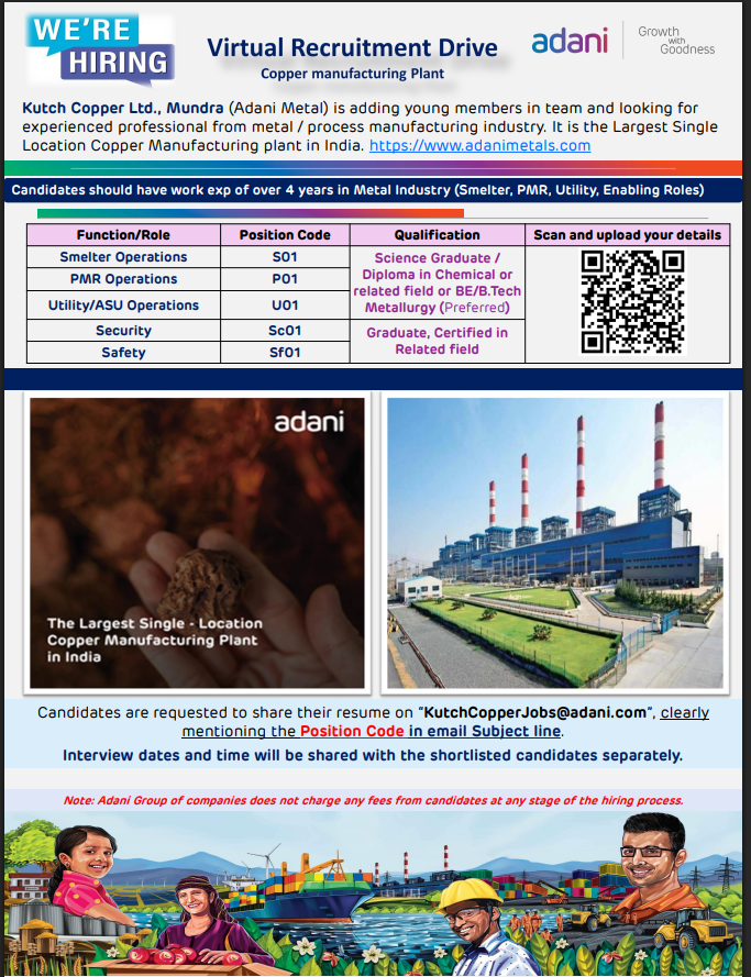 Walk in Drive Job Opening at Adani Metal